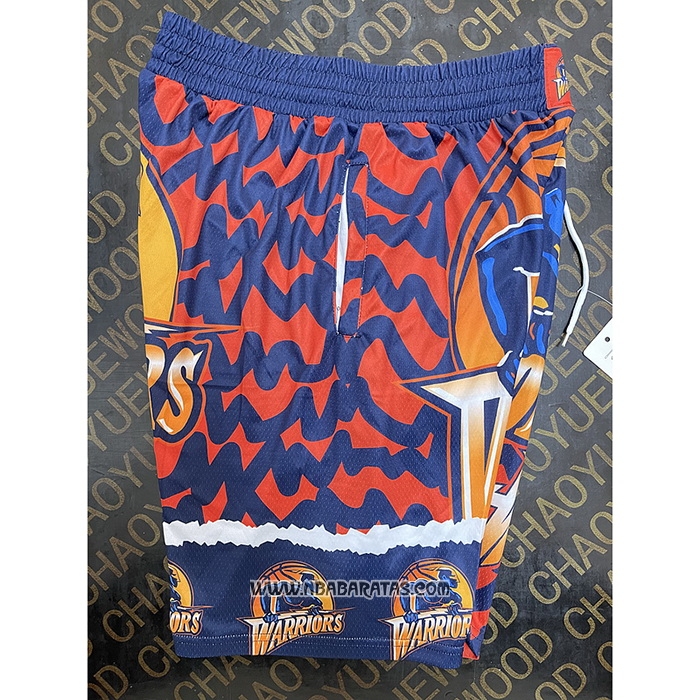 Pantalone Golden State Warriors Mitchell & Ness Naranja Azul